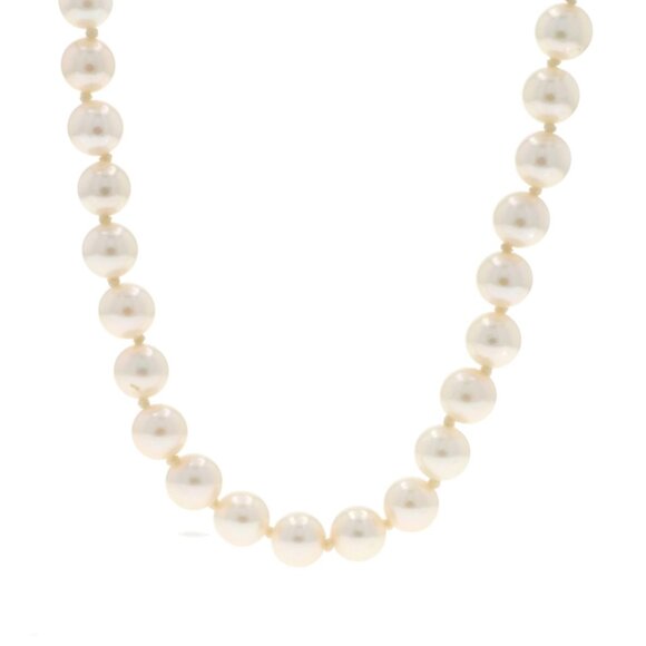Yellow Gold Cultured Pearls Knotted Strand Necklace 24 1/4 14k